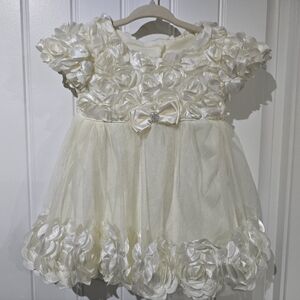 Nannette Baby Satin Rosette Dress And Diaper Cover